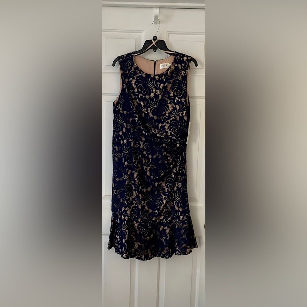 ElizaJ Navy Cocktail Dress Size 14 NWT - Picture 5 of 5